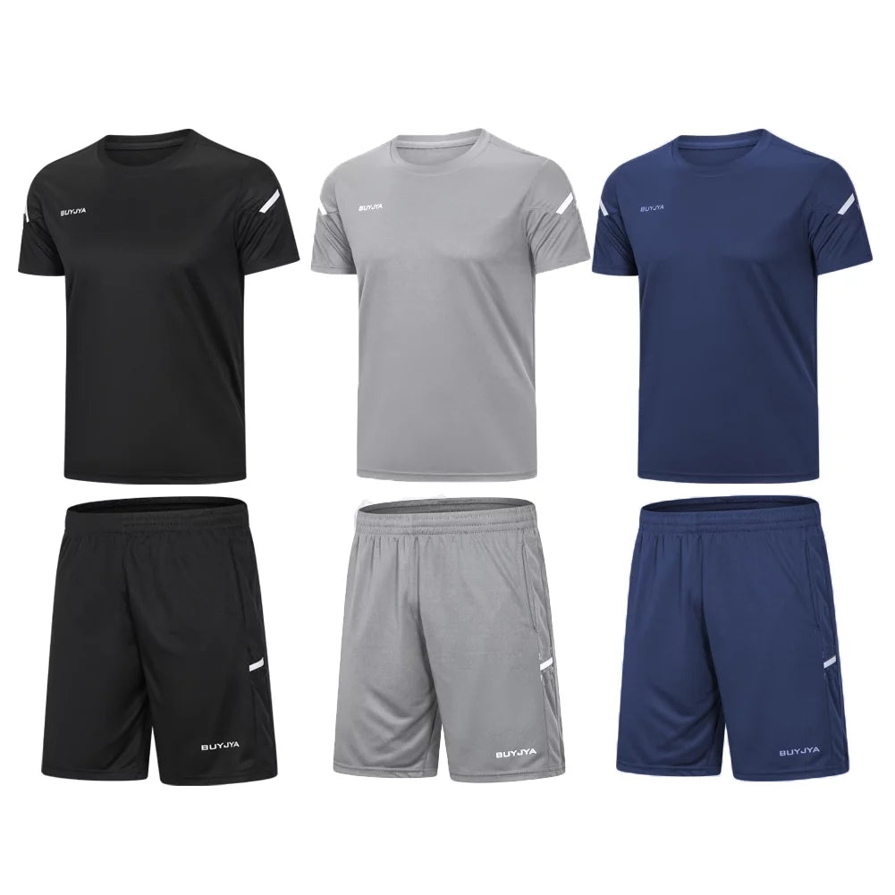 3Pack Men'S Workout Set Gym Clothes Active Shorts Shirt Set for Running Basketball Football and Daily Life,Size S-3XL