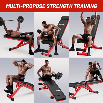 Adjustable Weight Bench Foldable Incline Bench Home Gym Workout Dumbbell Bench Strength Training Bench Support up to 660 LBS