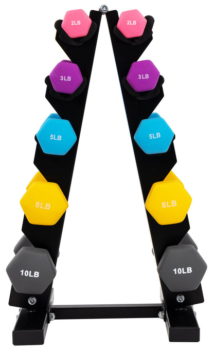 Dumbbell Set with Stand (2Lbs, 3Lbs, 5Lbs, 8Lbs, 10Lbs Set)