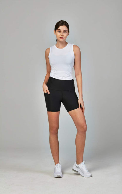 DEVOPS Women'S 2-Pack High Waist Workout Yoga Running Exercise Shorts with Side Pockets