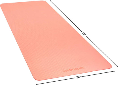 Retrospec Zuma Yoga Mat for Men & Women - Outdoor & Indoor Non Slip Exercise Mat for Hot Yoga, Pilates, Stretching Floor & Fitness Workouts 6Mm Easy to Clean