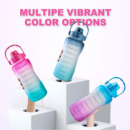 EYQ Half Gallon Water Bottle with Straw & Handle, Leakproof 64 Oz Motivational Sports Water Bottle with Time to Drink Ensure You Drink Enough Water for Indoor Outdoor Sports (Blue/Purple Gradient)