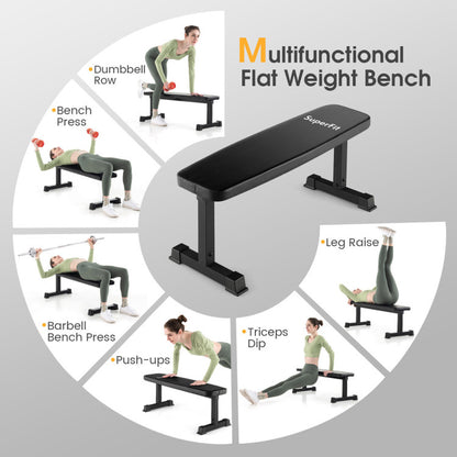660 LBS Flat Weight Bench Heavy Duty Strength Training Bench