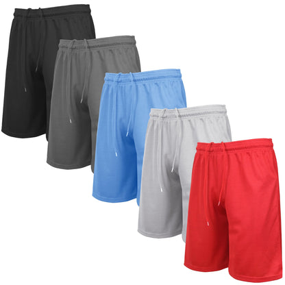 Men'S 5-Pack Lightweight Breathable Moisture Wicking Mesh Shorts