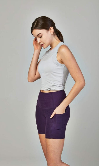 DEVOPS Women'S 2-Pack High Waist Workout Yoga Running Exercise Shorts with Side Pockets