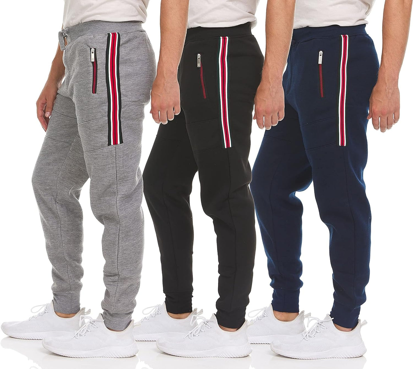 Joggers for Men Zipper Pockets Men'S Sweatpants Athletic Gym Workout Soft Fleece Casual Sweatpants for Men