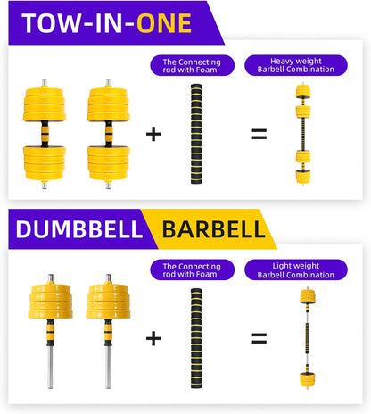 Professional Adjustable Dumbbell and Kettlebell Weight Set, 3-in-1 Barbell Weight System (20-40-50-70LB), Non-Slip, Versatile Design