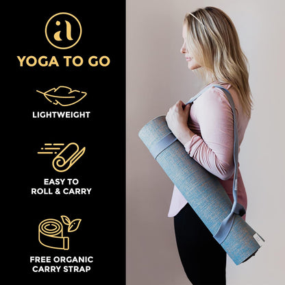 Ajna Organic Jute Yoga Mat - Eco-Friendly Non-Slip Reversible Design - Extra Long 72 Inch - 5mm Thickness - Ideal for All Yoga Practices - Includes Carrying Strap - Vegan Friendly