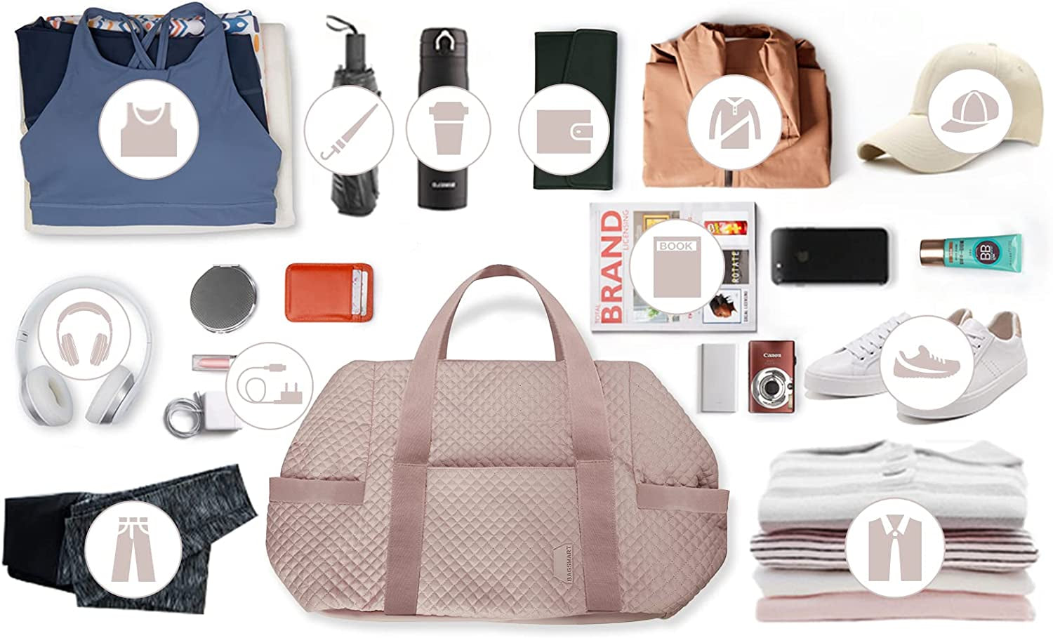 BAGSMART Large Gym Bag with Yoga Mat Buckle, Weekender Overnight Bag for Women, Travel Duffle Bag for Travel Essentials, Carry on Tote Bag Hospital Bag for Labor and Delivery