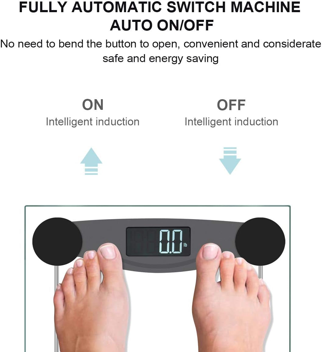 Malama Digital Body Weight Bathroom Scale, Weighing Scale with Step-On Technology, LCD Backlit Display, 400 Lbs Accurate Weight Measurements, Black