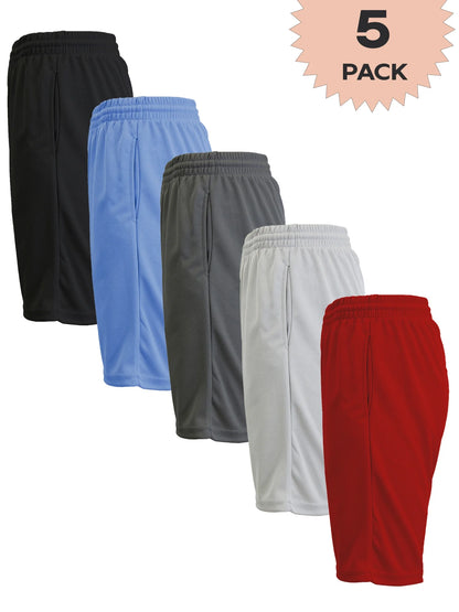 Men'S 5-Pack Lightweight Breathable Moisture Wicking Mesh Shorts