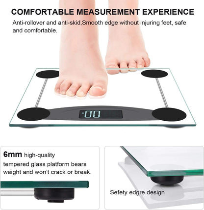 Malama Digital Body Weight Bathroom Scale, Weighing Scale with Step-On Technology, LCD Backlit Display, 400 Lbs Accurate Weight Measurements, Black