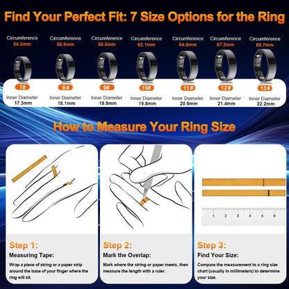 2025 Smart Ring Health Tracker with Blood Pressure Monitor, IP68 Waterproof Health Ring for Blood Oxygen Heart Rate Spo2 Sleep Monitor, Bluetooth Connect Fitness Ring for Multi-Sports Tracking