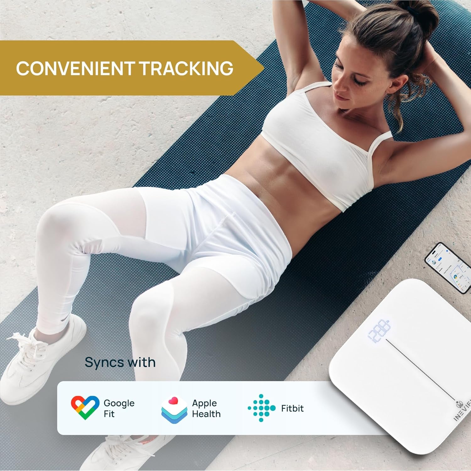 INEVIFIT Smart Premium Bathroom Scale, Highly Accurate Bluetooth Digital Bathroom Body Weight Scale, Precisely Measures Weight & BMI for Unlimited Users