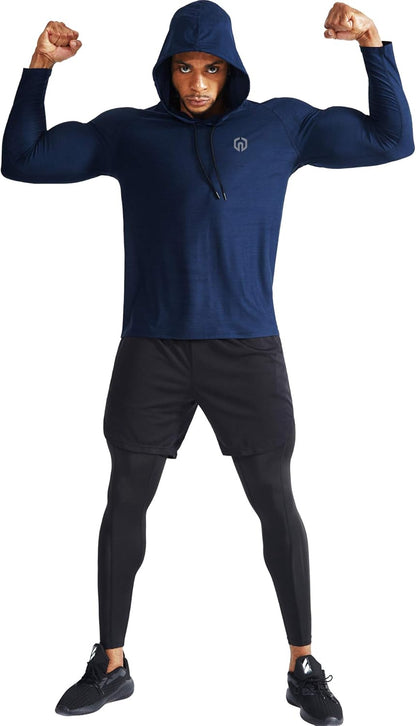 NELEUS Men'S Dry Fit Athletic Shirt Workout Running Long Sleeve Shirts with Hoods