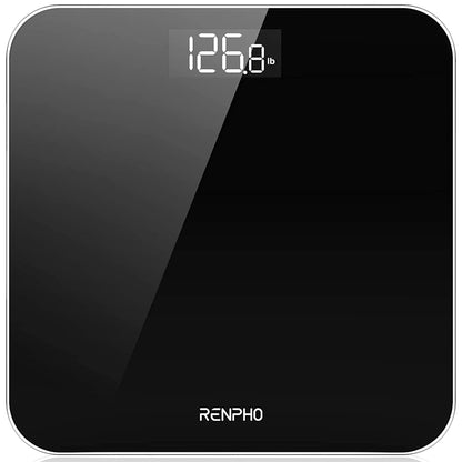 RENPHO Scale for Body Weight, Digital Bathroom Scale with Backlit LED Display, Highly Accurate & Measures Weight up to 400 Lb/180Kg, Batteries Included, Black-Core 1S