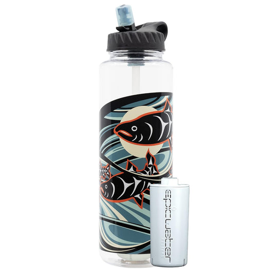 Epic Water Filters Nalgene OG Water Bottle with Filter, USA Made, BPA Free, Removes 99.99% Tap Water Contaminants, Forever Chemicals, Leclair Art, 48 Oz