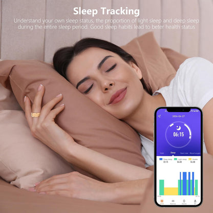 Fitness Tracker Smart Ring, Step Counter for Walking, Heart Rate Blood Oxygen Calorie Sleep Tracker Health Ring, IP68 Waterproof Design, Stainless Steel, 5-7 Days Battery Life(Rose Gold, US11)