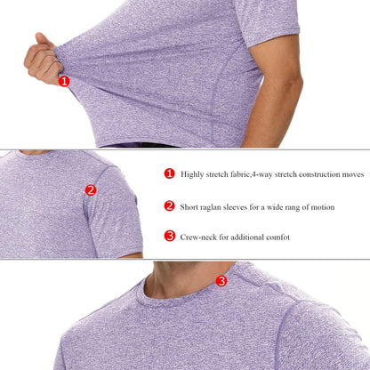 LEDING Mens Shirt Workout Running 2 Pack or 1 Pack Sports Short Sleeve Moisture Wicking Quick Dry Gym T Shirts