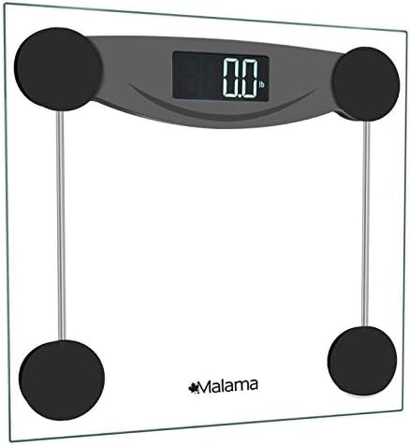 Malama Digital Body Weight Bathroom Scale, Weighing Scale with Step-On Technology, LCD Backlit Display, 400 Lbs Accurate Weight Measurements, Black