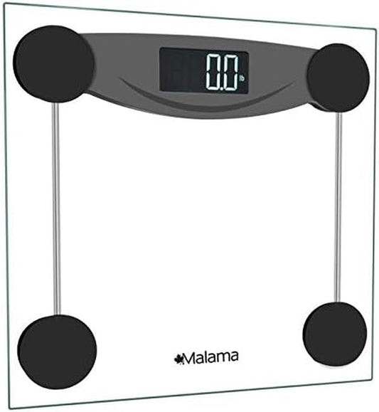 Malama Digital Body Weight Bathroom Scale, Weighing Scale with Step-On Technology, LCD Backlit Display, 400 Lbs Accurate Weight Measurements, Black