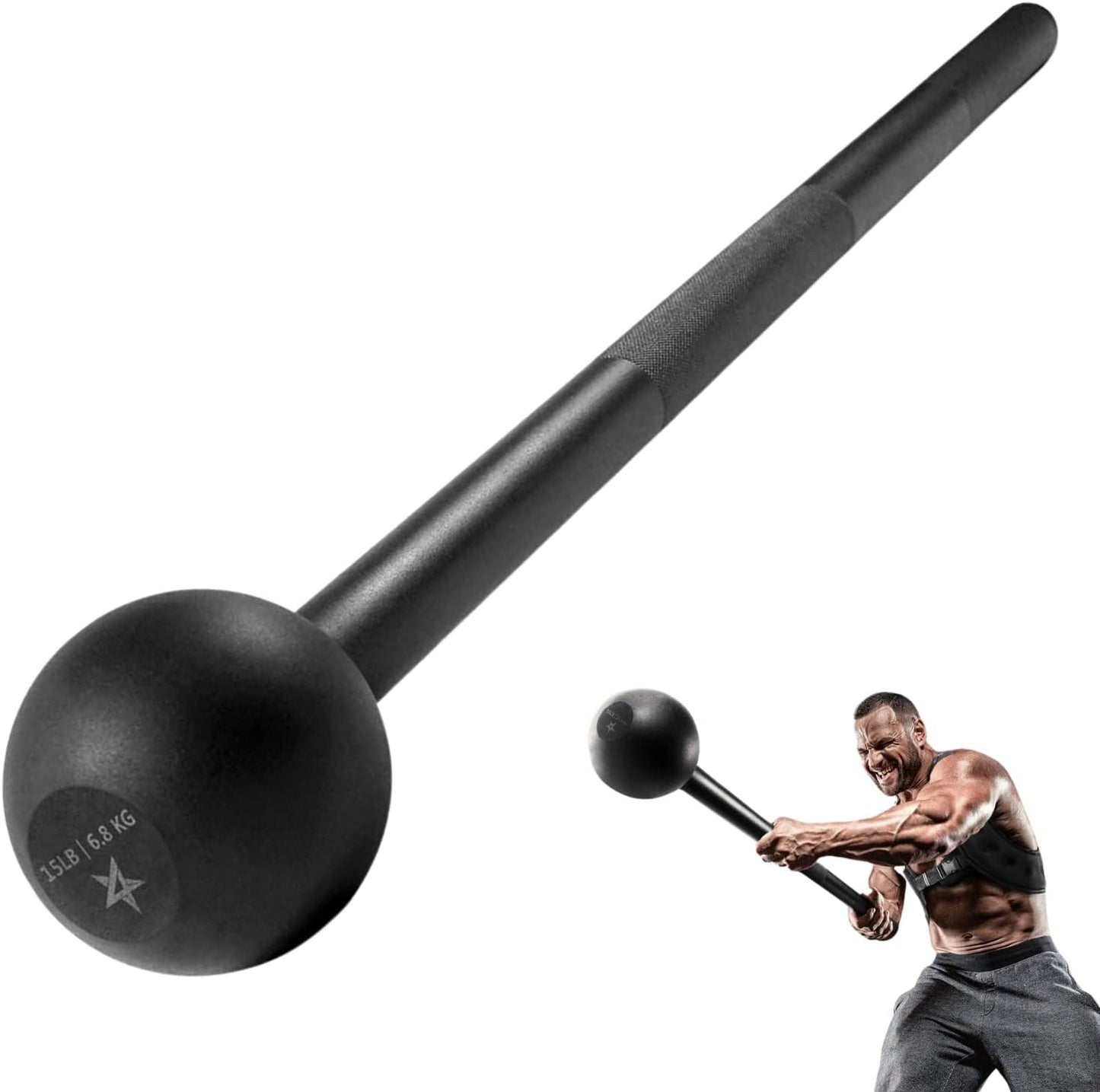 Yes4All Steel Mace Bell for Comprehensive Strength Training - Enhance Full Body, Muscle, Shoulder, Grip, and Forearm Workouts for Rehabilitation and Stretching, Available in 5, 7, 10, 15, 20, 25, and 30 lbs for Both Men and Women