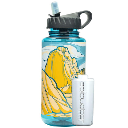 Epic Water Filters Nalgene OG Water Bottle with Filter, USA Made, BPA Free, Removes 99.99% Tap Water Contaminants, Forever Chemicals, Access Fund 23 Art, 32 Oz