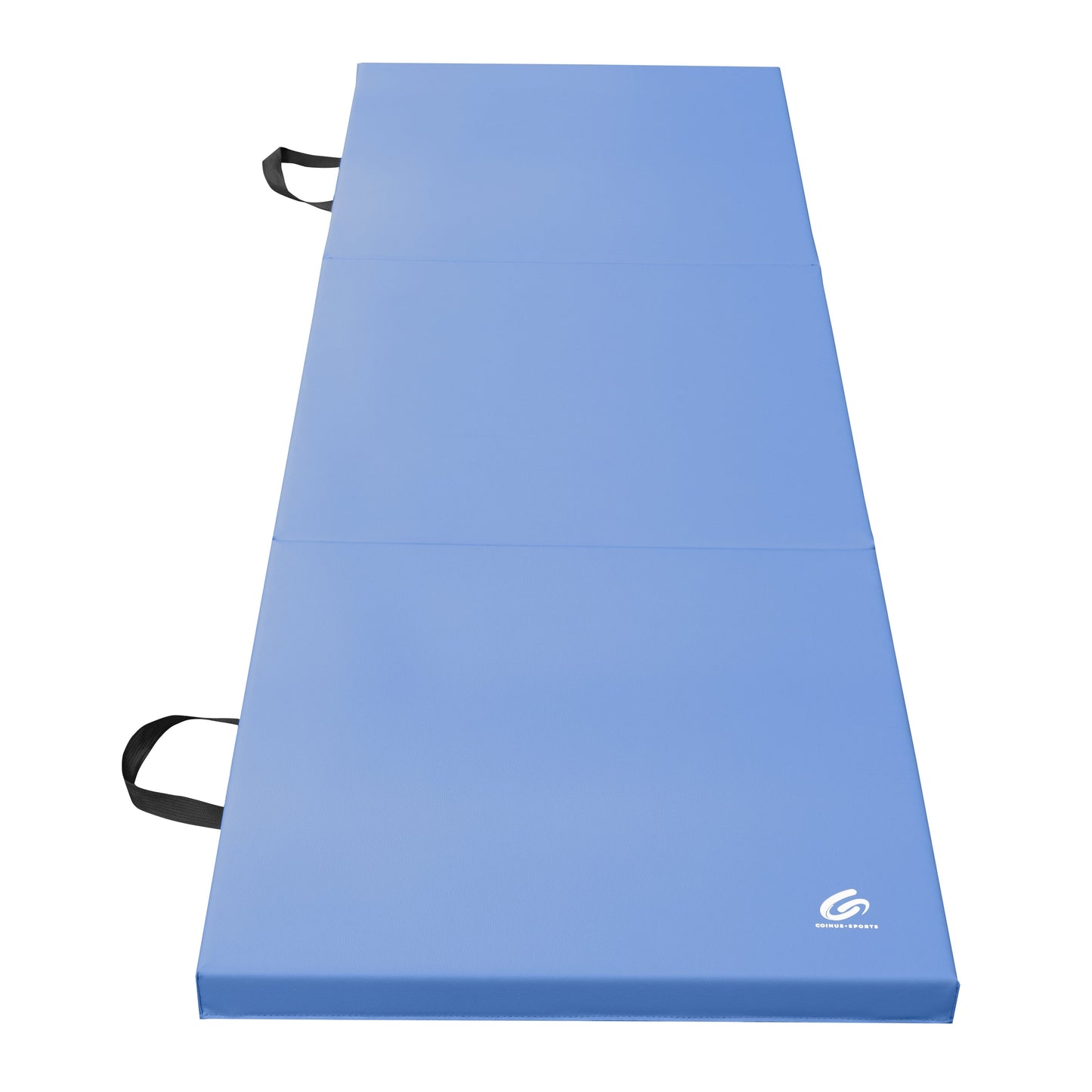Tri-Fold Gymnastics Exercise Mat with Handles, 6' X 2' X 2", Blue