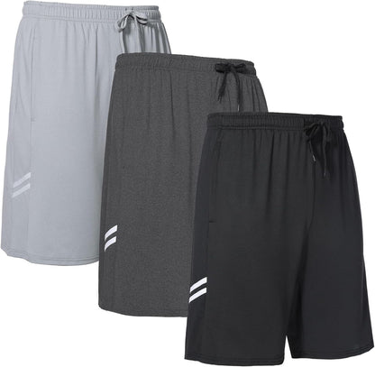 Runhit Gym Shorts for Men 3 Pack Mens Athletic Shorts 9 Inch Workout Basketball Running Shorts Men with Pockets