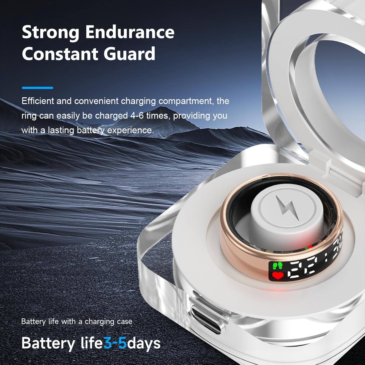 Smart Ring, Fitness Tracker Ring, Cordless Sports Health Tracker with APP, Support BT, IP68 Waterproof Activity Tracker for Men Women Birthday Gift (#10)