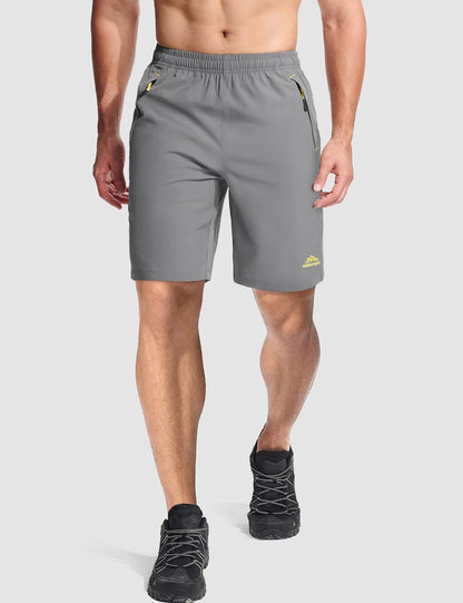 MAGCOMSEN Men'S Athletic Running Shorts 9" Quick Dry Lightweight Sport Workout Hiking Gym Shorts with Zipper Pockets