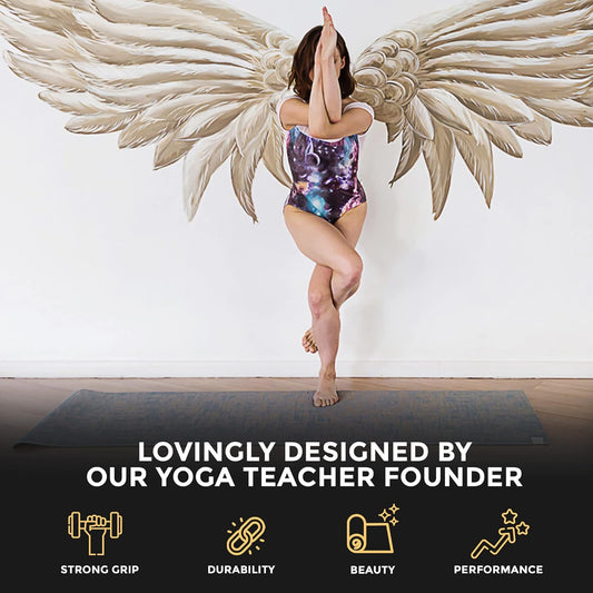 Ajna Organic Jute Yoga Mat - Eco-Friendly Non-Slip Reversible Design - Extra Long 72 Inch - 5mm Thickness - Ideal for All Yoga Practices - Includes Carrying Strap - Vegan Friendly