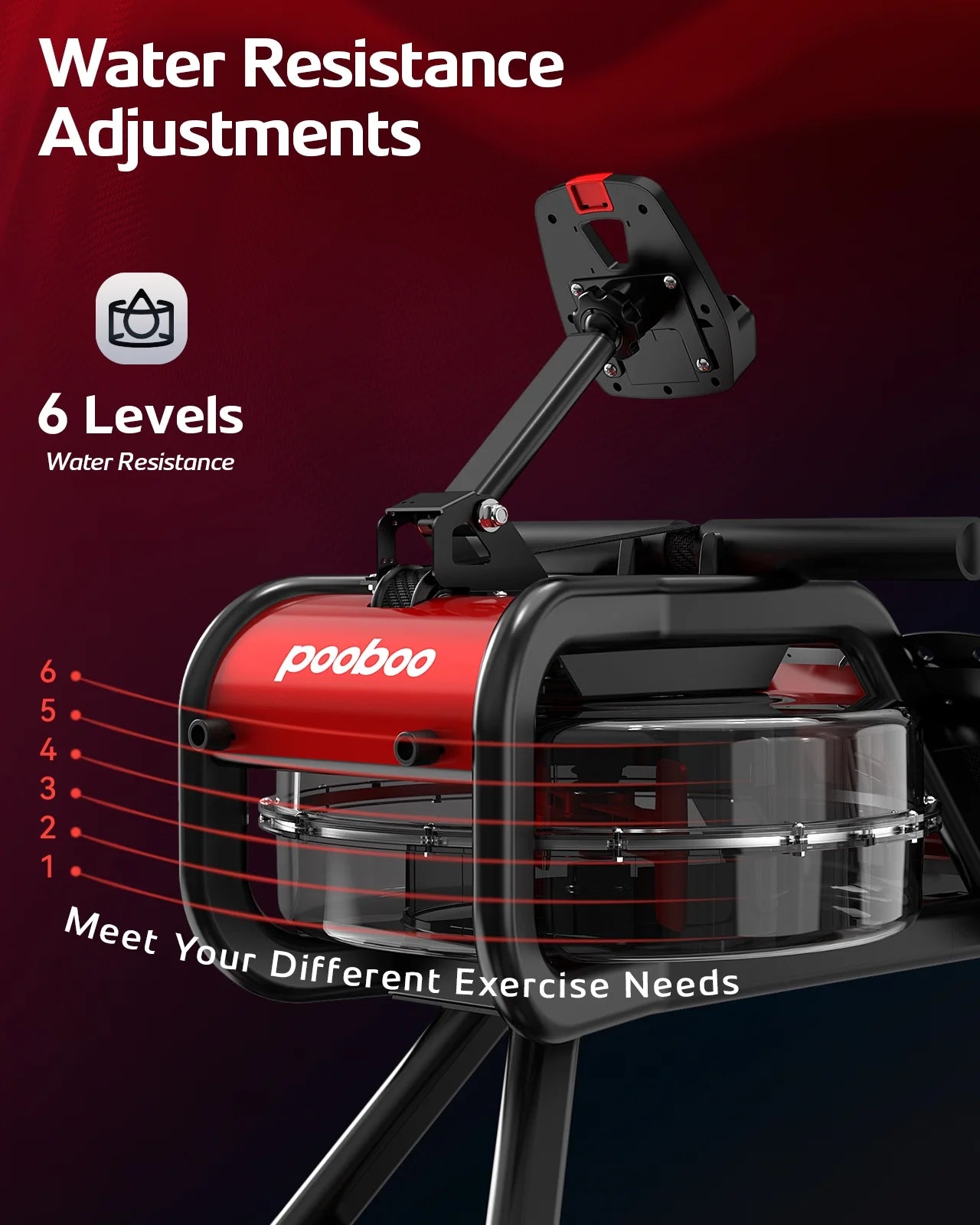 Build-In Bluetooth Water Rowing Machines Rower Foldable Indoor Rower Machines Home Exercise 350Lb