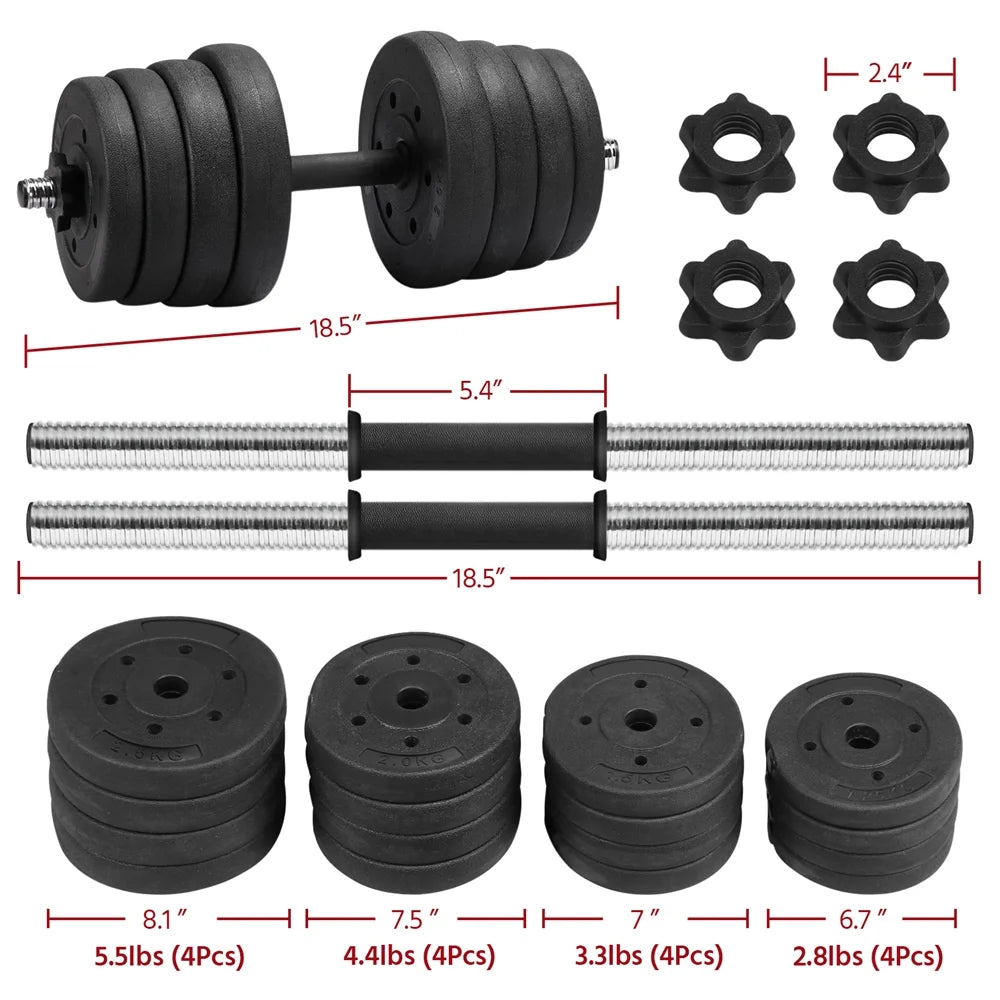 66 LB Dumbbell Set Training Lifting Dumbbells Weight Set,Black