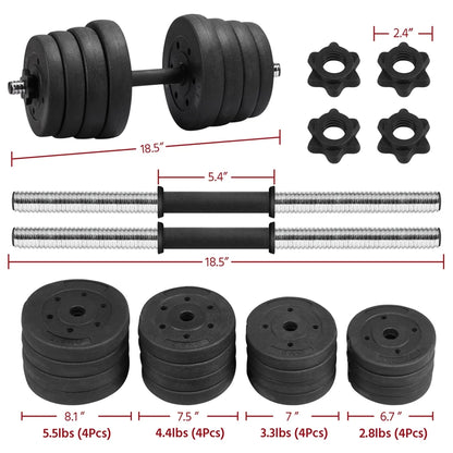 66 LB Dumbbell Set Training Lifting Dumbbells Weight Set,Black