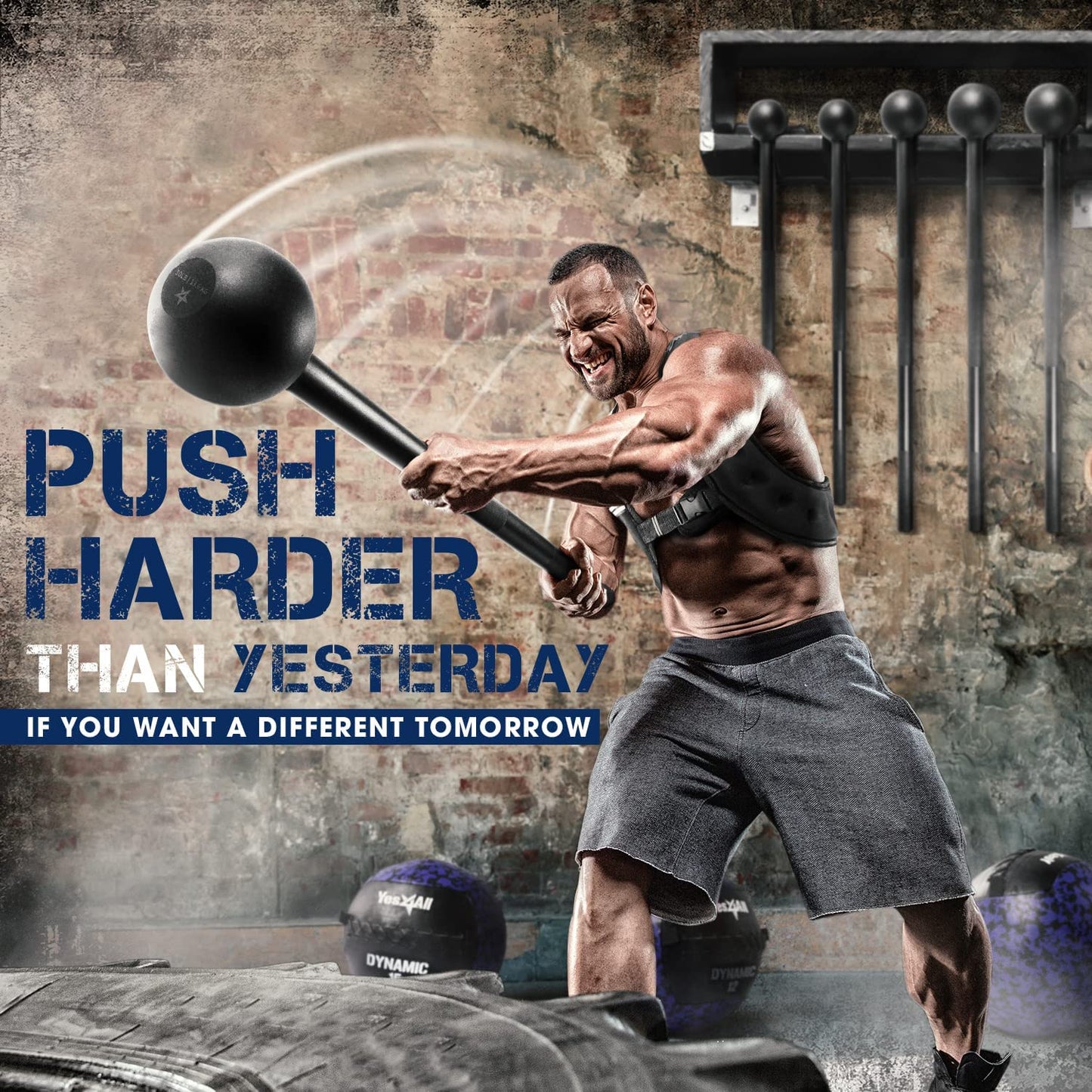 Yes4All Steel Mace Bell for Comprehensive Strength Training - Enhance Full Body, Muscle, Shoulder, Grip, and Forearm Workouts for Rehabilitation and Stretching, Available in 5, 7, 10, 15, 20, 25, and 30 lbs for Both Men and Women