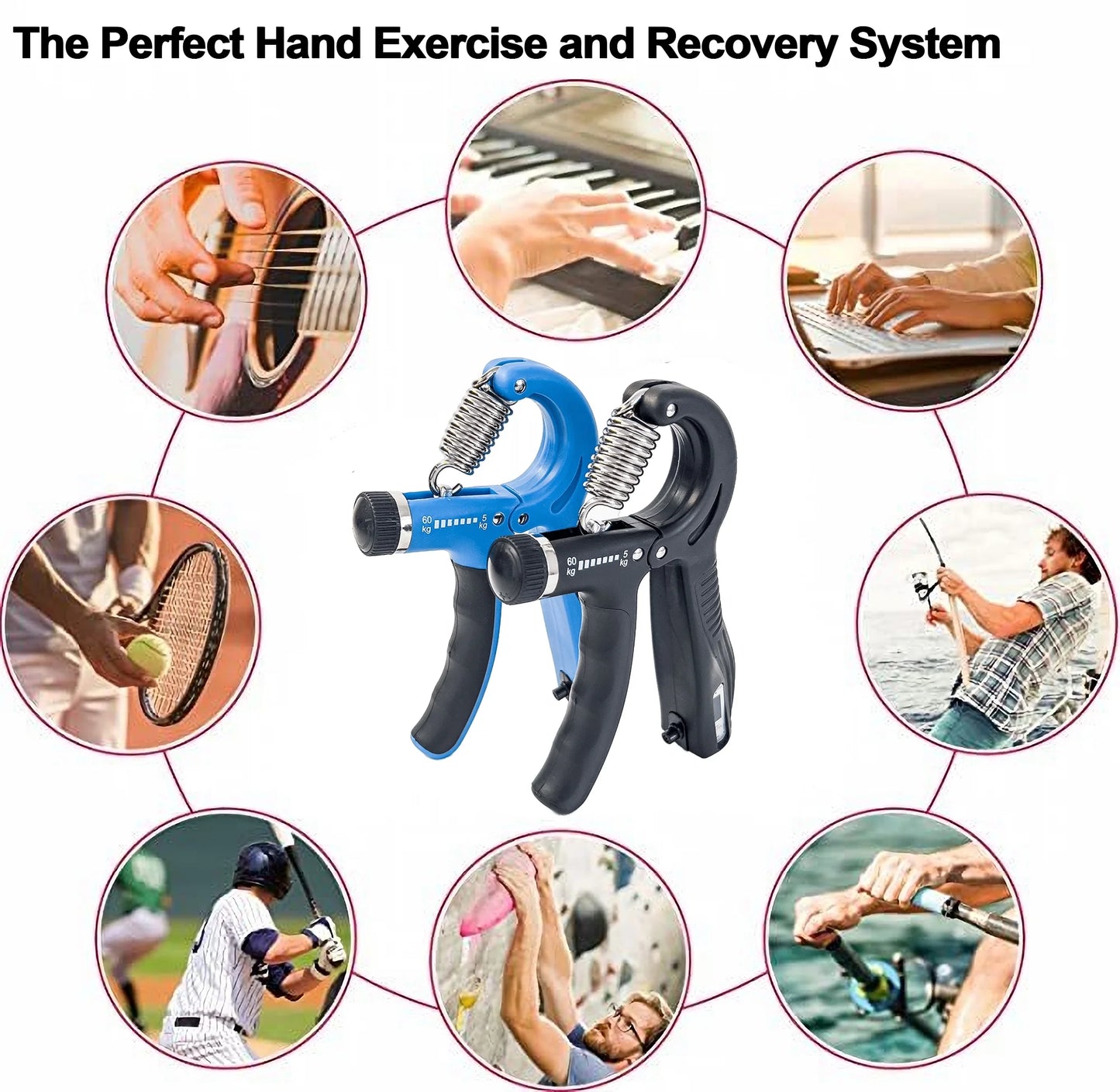 Hand Grip Strengthener 2 Pack, Adjustable Resistance 10-130 Lbs Forearm Exercisergrip Strength Trainer for Muscle Building