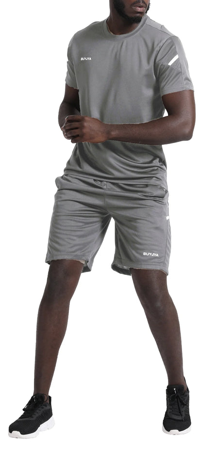 3Pack Men'S Workout Set Gym Clothes Active Shorts Shirt Set for Running Basketball Football and Daily Life,Size S-3XL