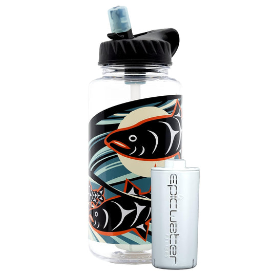 Epic Water Filters Nalgene OG Water Bottle with Filter, USA Made, BPA Free, Removes 99.99% Tap Water Contaminants, Forever Chemicals, Leclair Art, 32 Oz