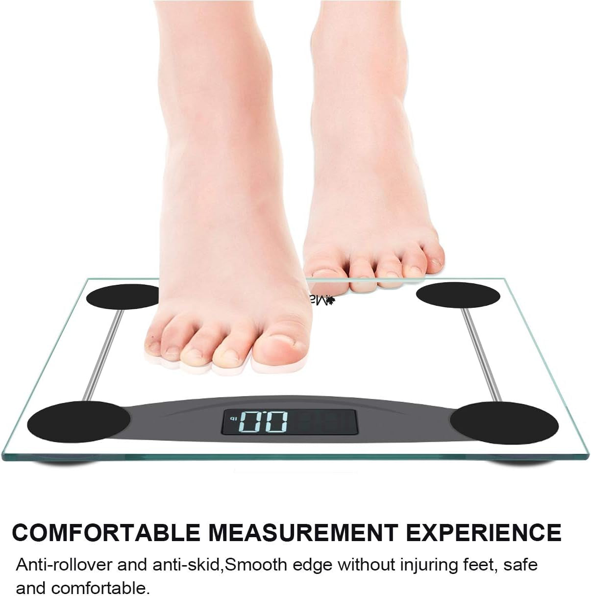 Malama Digital Body Weight Bathroom Scale, Weighing Scale with Step-On Technology, LCD Backlit Display, 400 Lbs Accurate Weight Measurements, Black