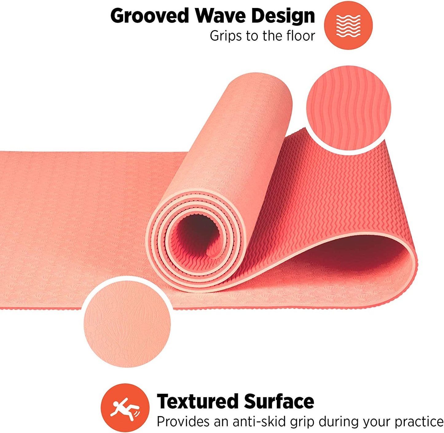 Retrospec Zuma Yoga Mat for Men & Women - Outdoor & Indoor Non Slip Exercise Mat for Hot Yoga, Pilates, Stretching Floor & Fitness Workouts 6Mm Easy to Clean