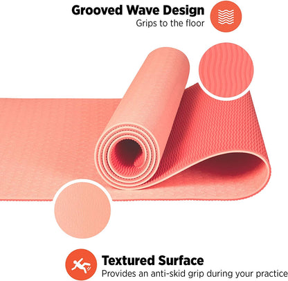 Retrospec Zuma Yoga Mat for Men & Women - Outdoor & Indoor Non Slip Exercise Mat for Hot Yoga, Pilates, Stretching Floor & Fitness Workouts 6Mm Easy to Clean