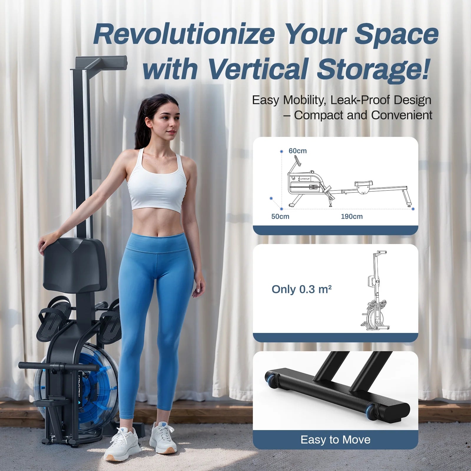 Rowing Machine 16 Levels of Quiet Resistance, Water Rowing with LCD Monitor, 350 Lbs Weight Capacity for Home Use