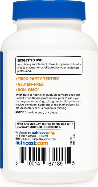 Nutricost Magnesium Citrate 420Mg, 120 Veggie Capsules - 30 Servings, Gluten Free, Non-Gmo Supplement