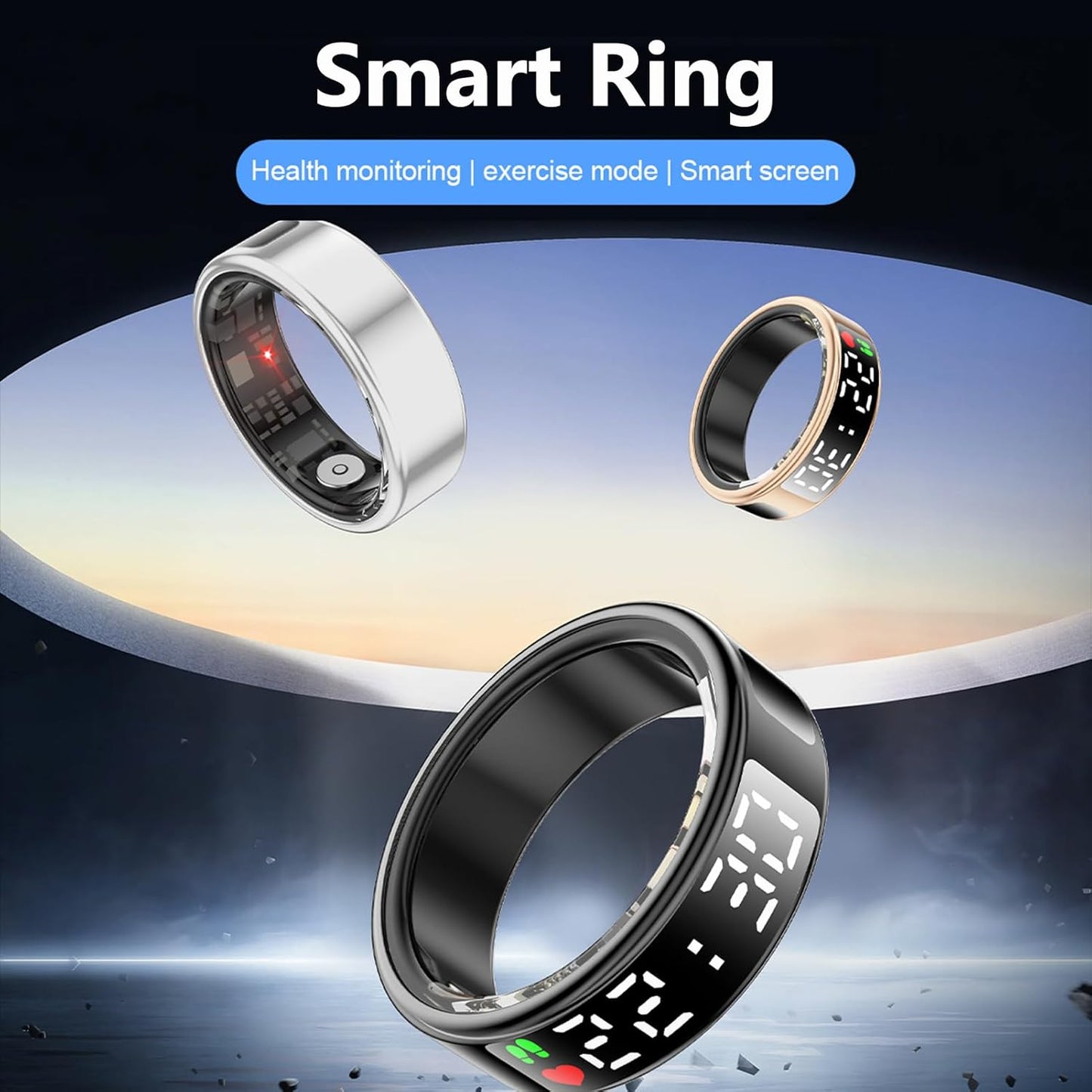 Smart Ring, Fitness Tracker Ring, Cordless Sports Health Tracker with APP, Support BT, IP68 Waterproof Activity Tracker for Men Women Birthday Gift (#10)