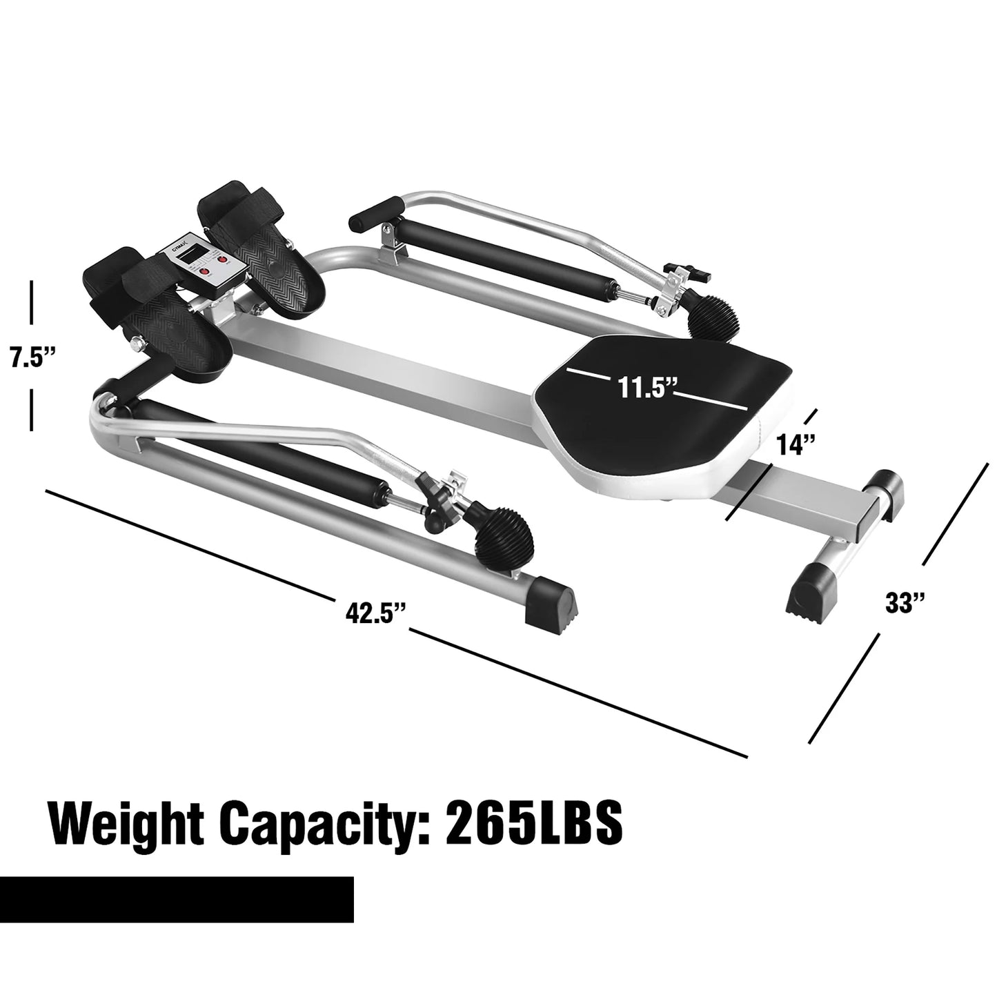 Exercise Rowing Machine Rower W/Adjustable Double Hydraulic Resistance Home Gym