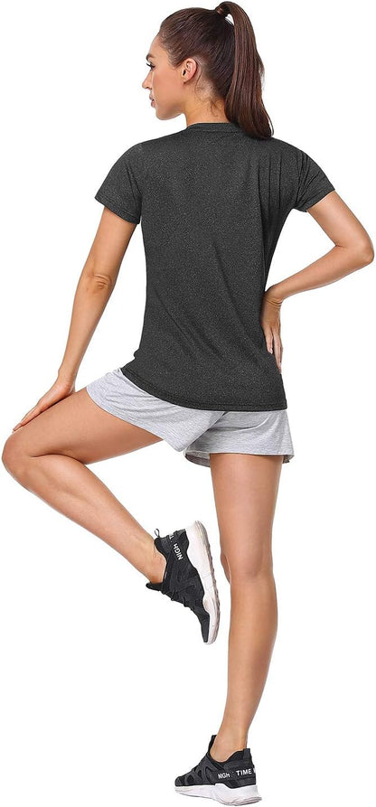 Xelky 3-4 Pack Women'S Dry Fit Tshirt Short Sleeve Moisture Wicking Athletic Shirts Sport Activewear Tee V Neck Workout Top