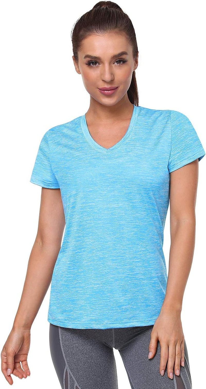 Xelky 3-4 Pack Women'S Dry Fit Tshirt Short Sleeve Moisture Wicking Athletic Shirts Sport Activewear Tee V Neck Workout Top