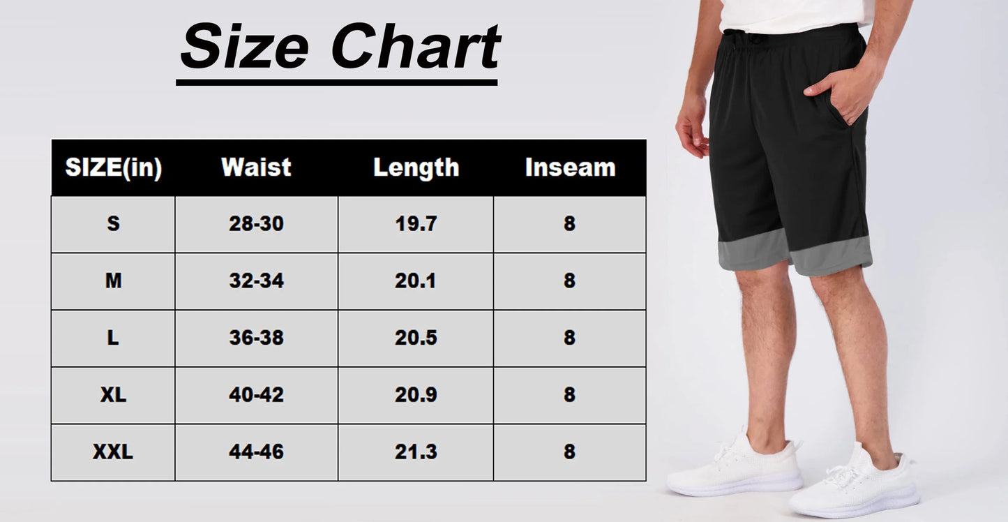 5 Pack Men'S Athletic Shorts Mesh Workout Gym Activewear Basketball Shorts 8" Inseam with Pockets
