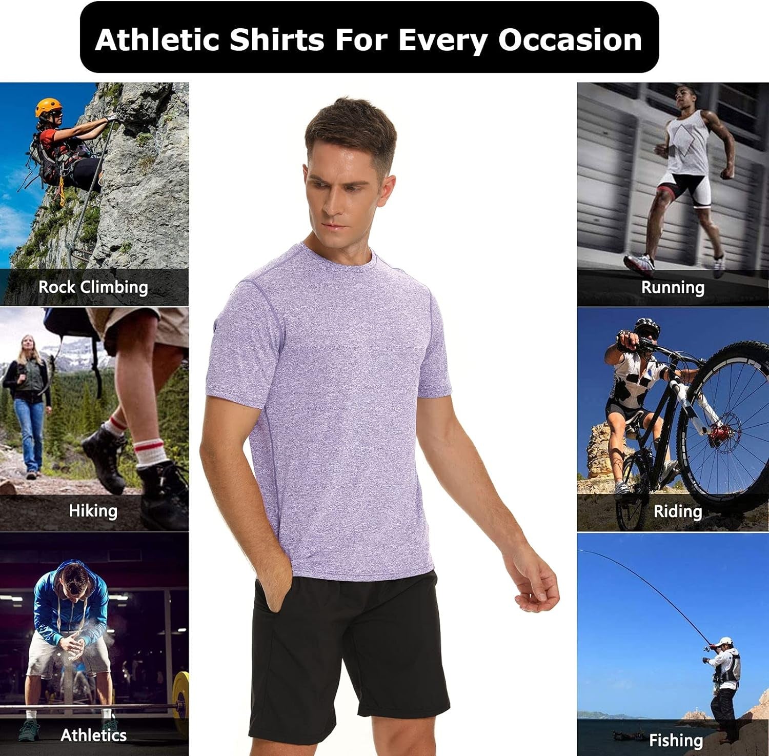 LEDING Mens Shirt Workout Running 2 Pack or 1 Pack Sports Short Sleeve Moisture Wicking Quick Dry Gym T Shirts